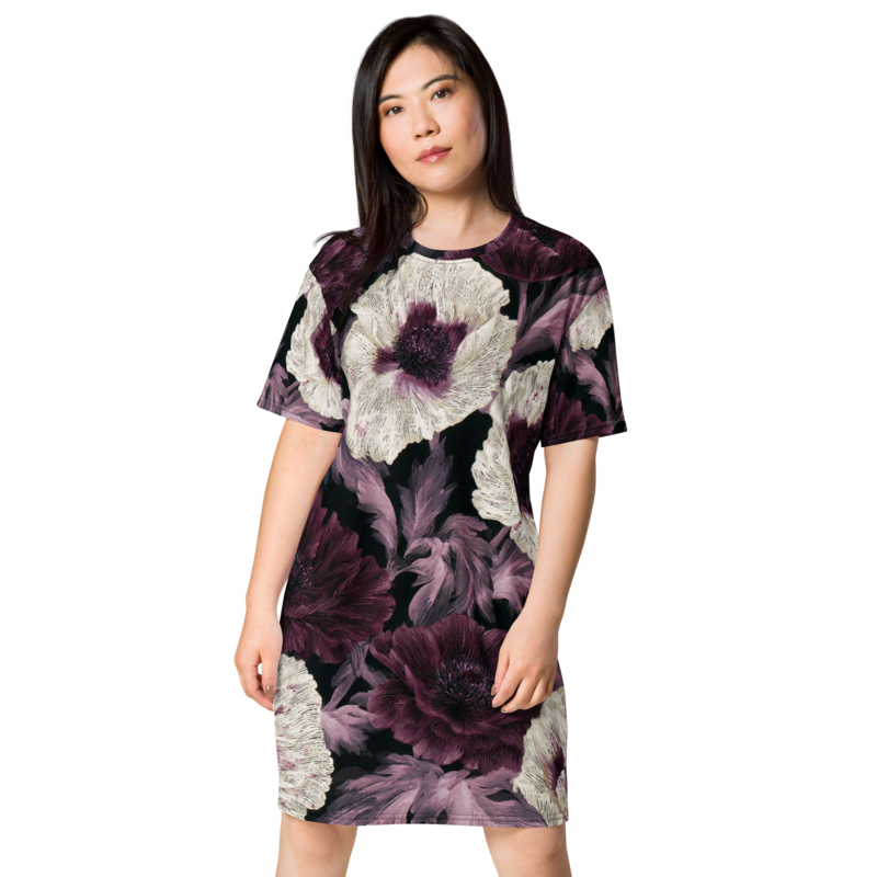 Night Poppy Floral T-Shirt Dress