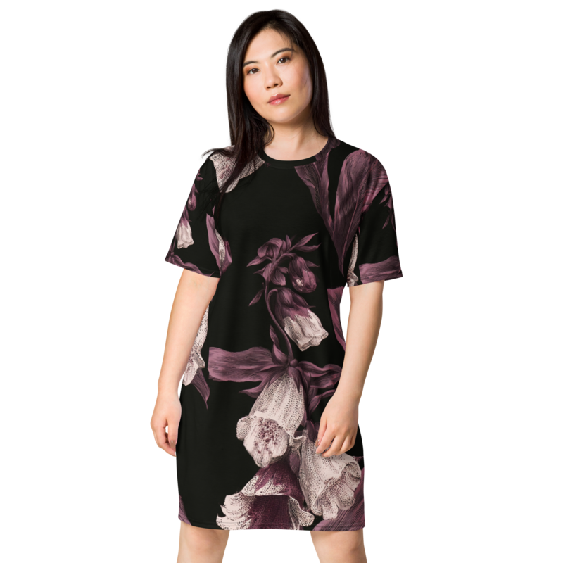 Night Foxglove Floral T-Shirt Dress