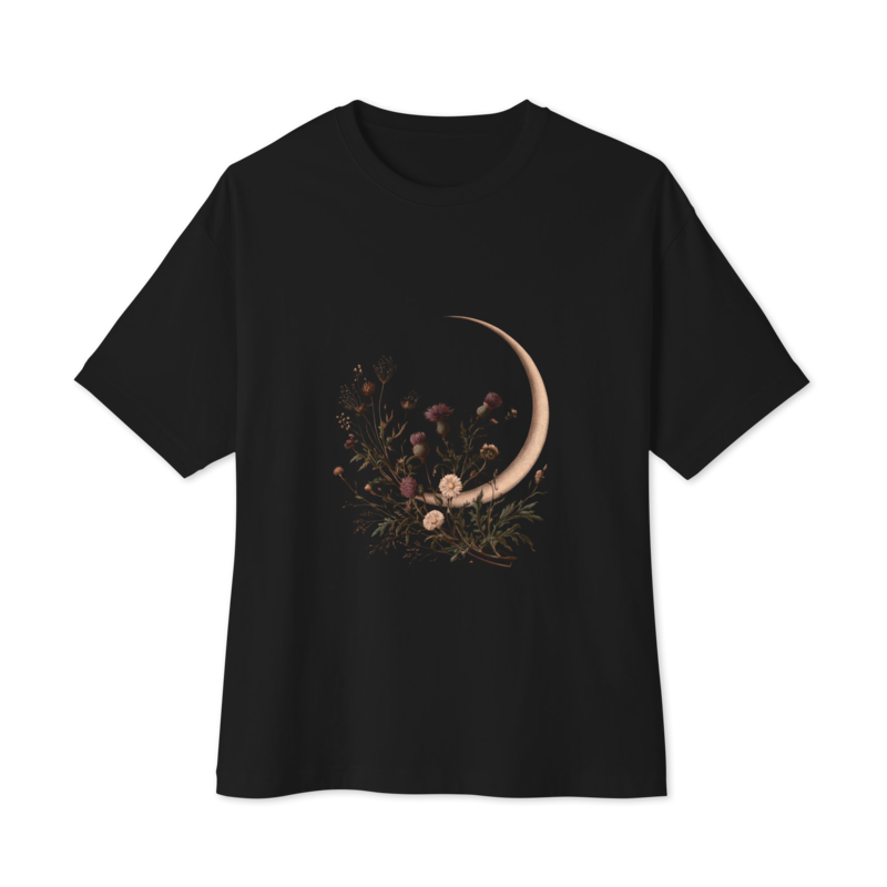 Moon and Wildflowers Unisex Oversized Boxy Tee