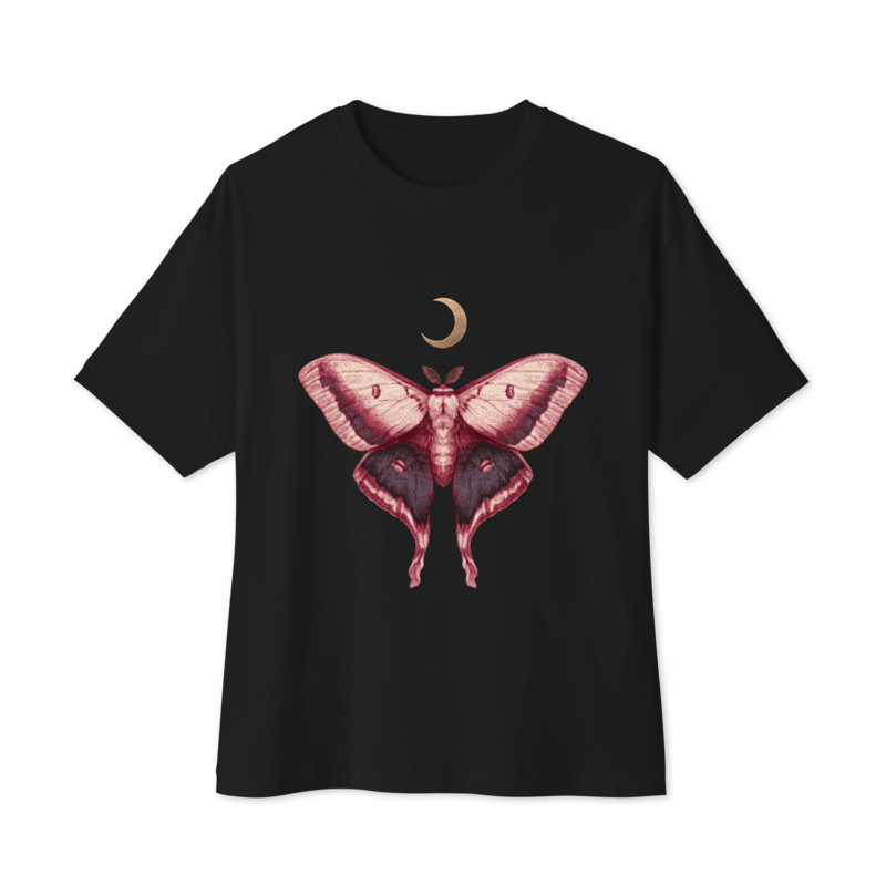 Moth and Moon Unisex Oversized Boxy Tee