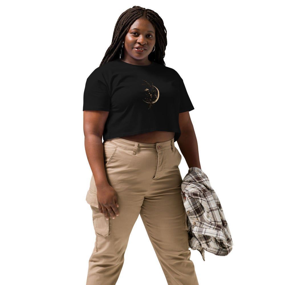 Moon and Wildflowers Women's Crop Tee