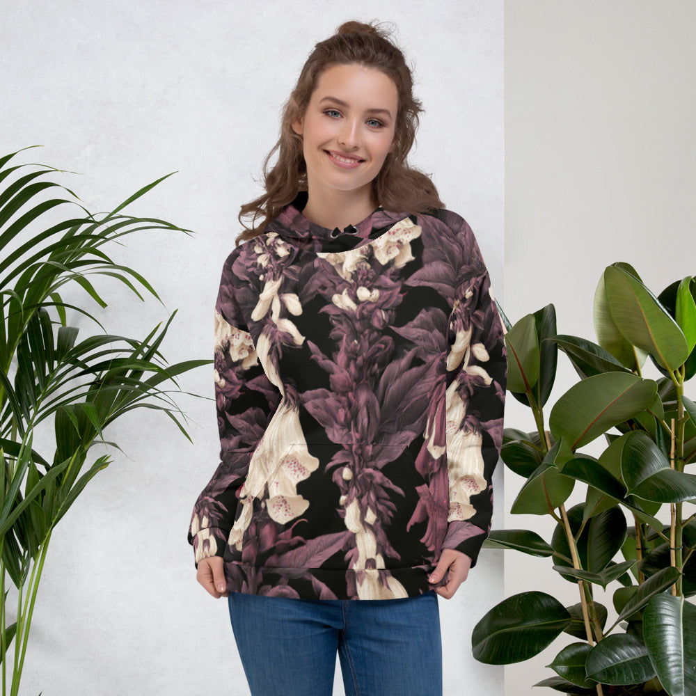 Night Foxglove Floral Hoodie