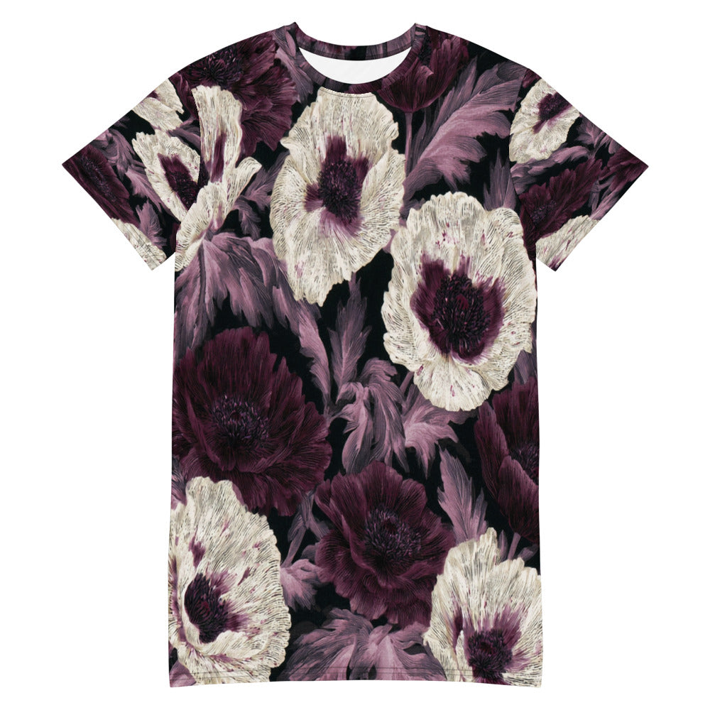 Night Poppy Floral T-Shirt Dress