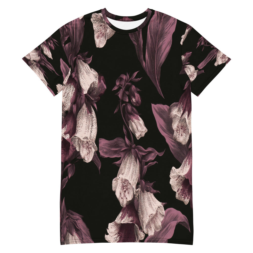 Night Foxglove Floral T-Shirt Dress