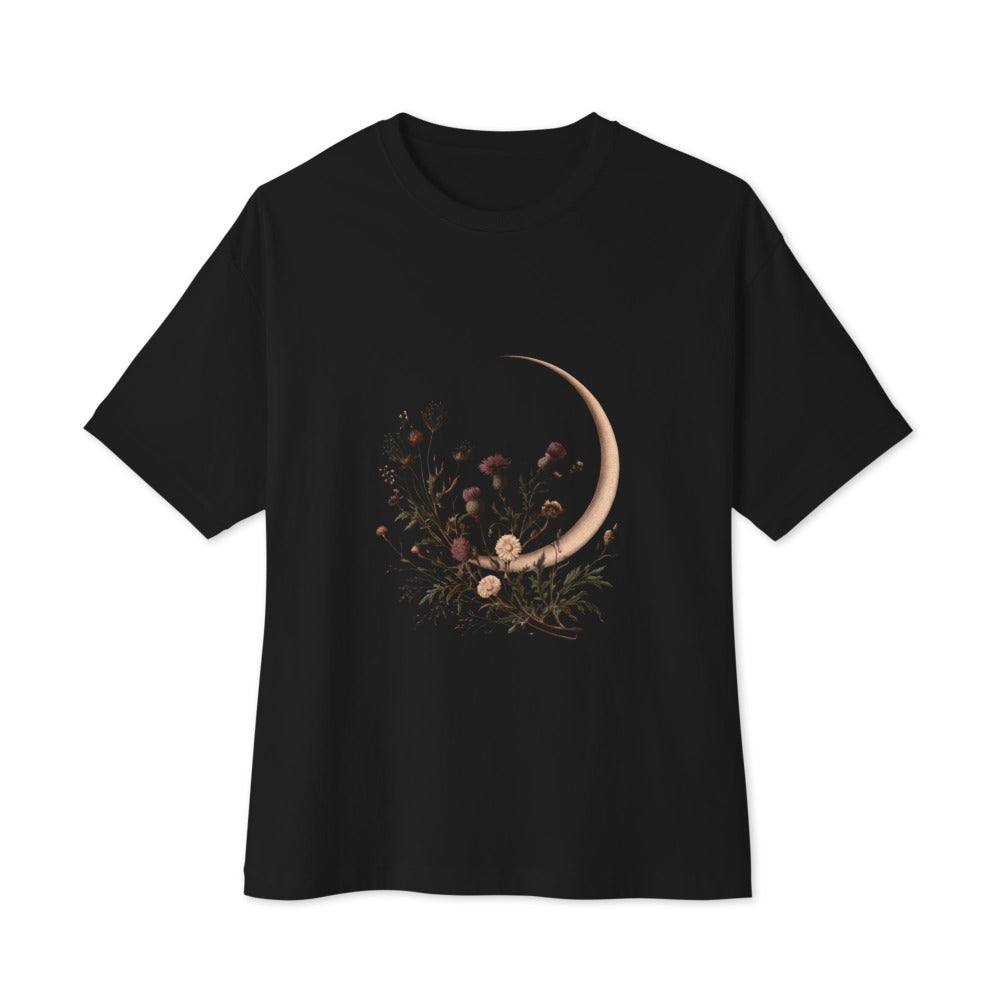 Moon and Wildflowers Unisex Oversized Boxy Tee