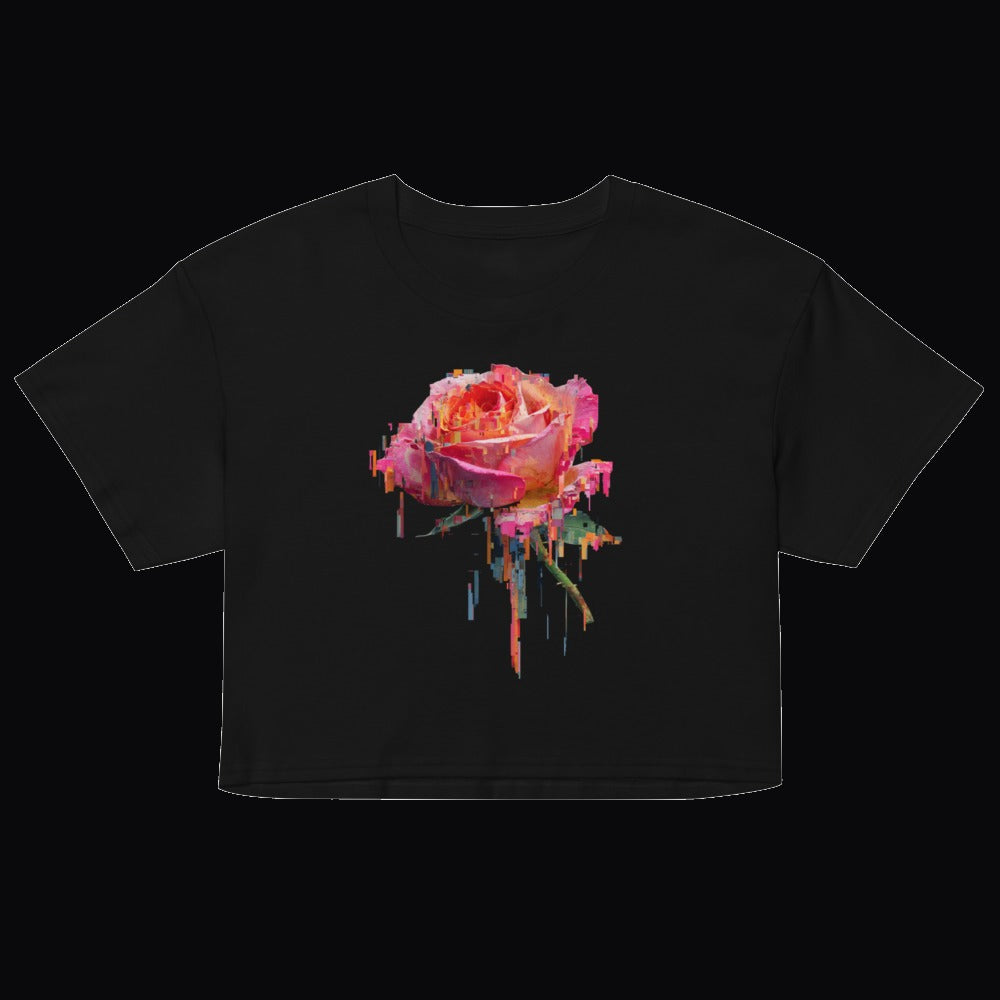 Glitch Rose Cropped Tee