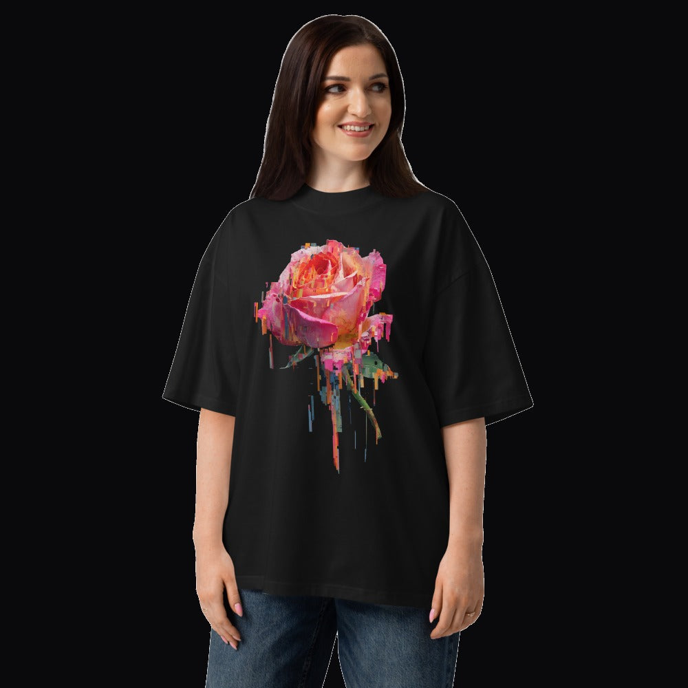 Glitch Rose Oversized Tee