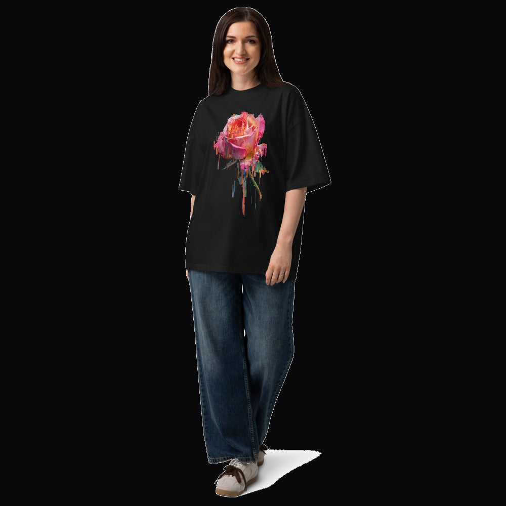 Glitch Rose Oversized Tee