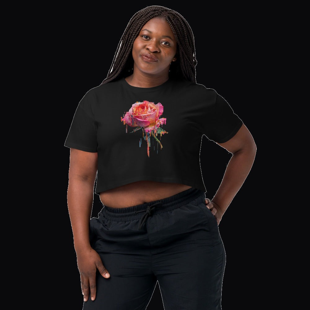 Glitch Rose Cropped Tee