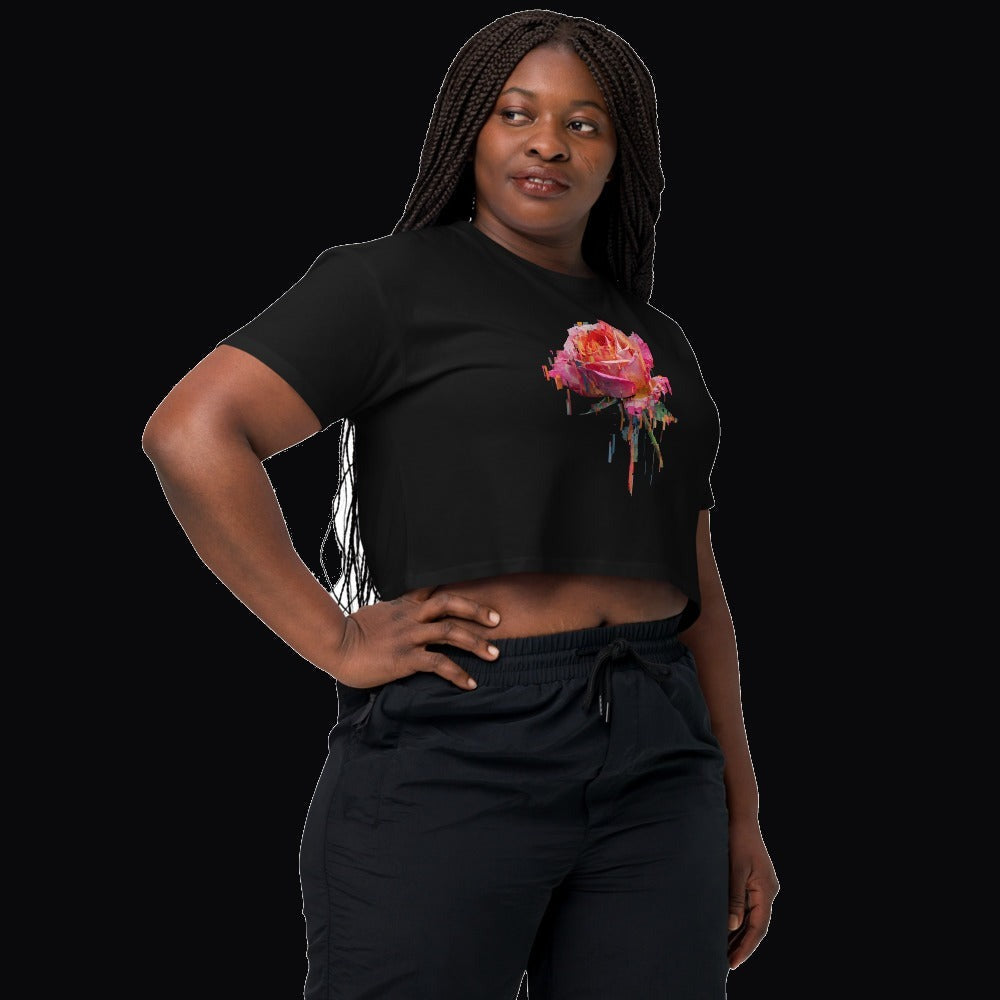 Glitch Rose Cropped Tee