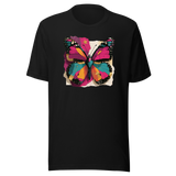 Wing Static butterfly graphic tee, black Bella + Canvas 3001, front print